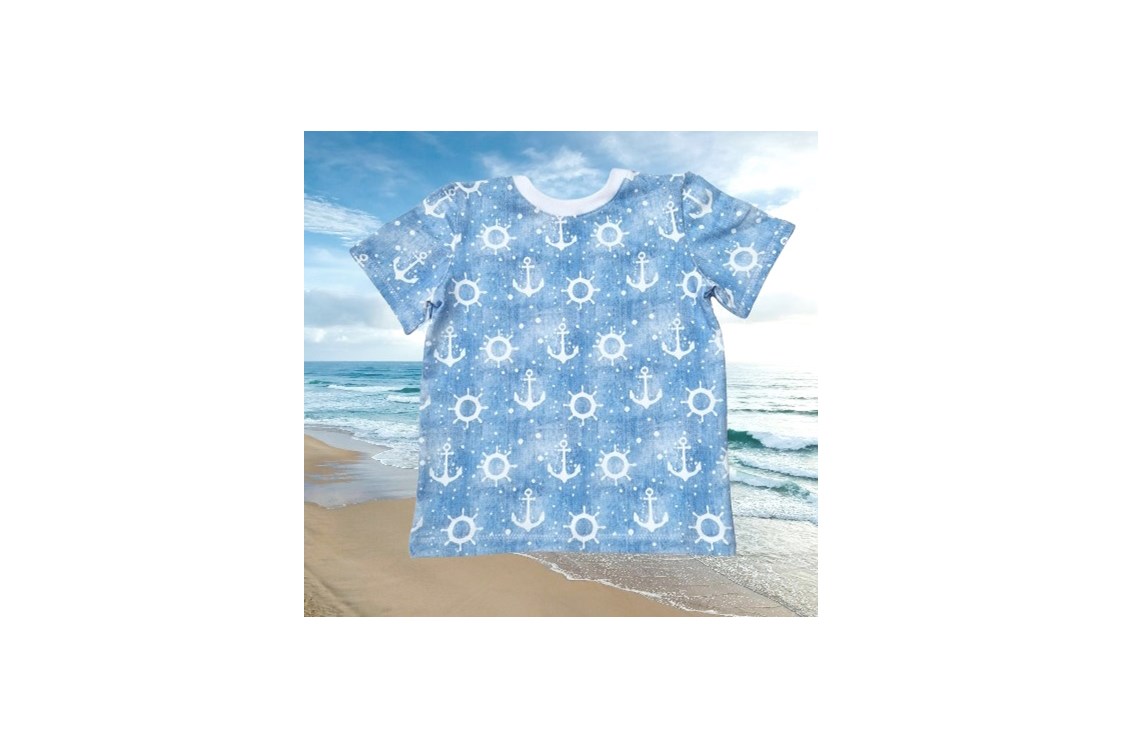 onlinemarketing: T-Shirt im maritimen Flair! Für Kinder, die gerne am See oder am Strand spielen! - wollsocken&kindermode