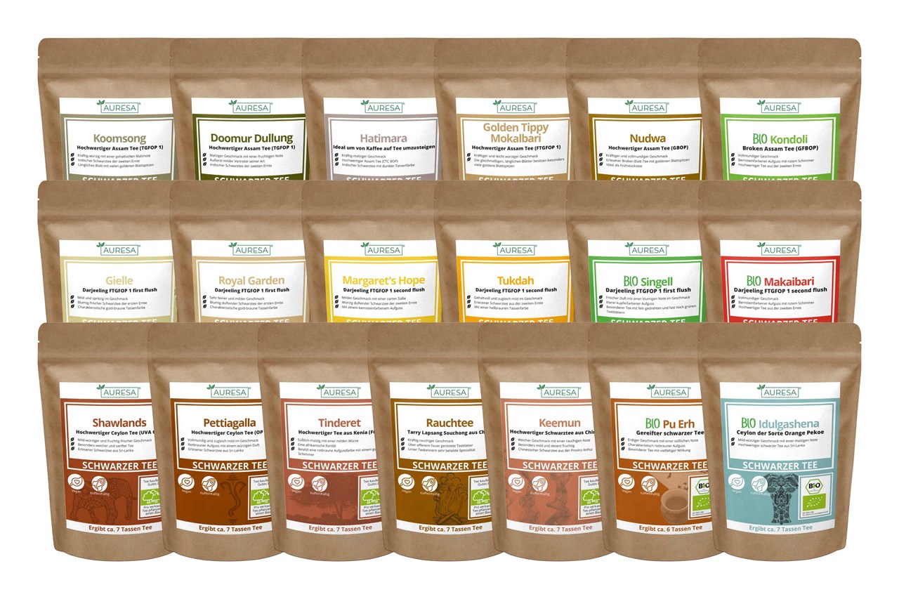Auresa Kleine Auswahl unserer Produkte Tee-Probiersets