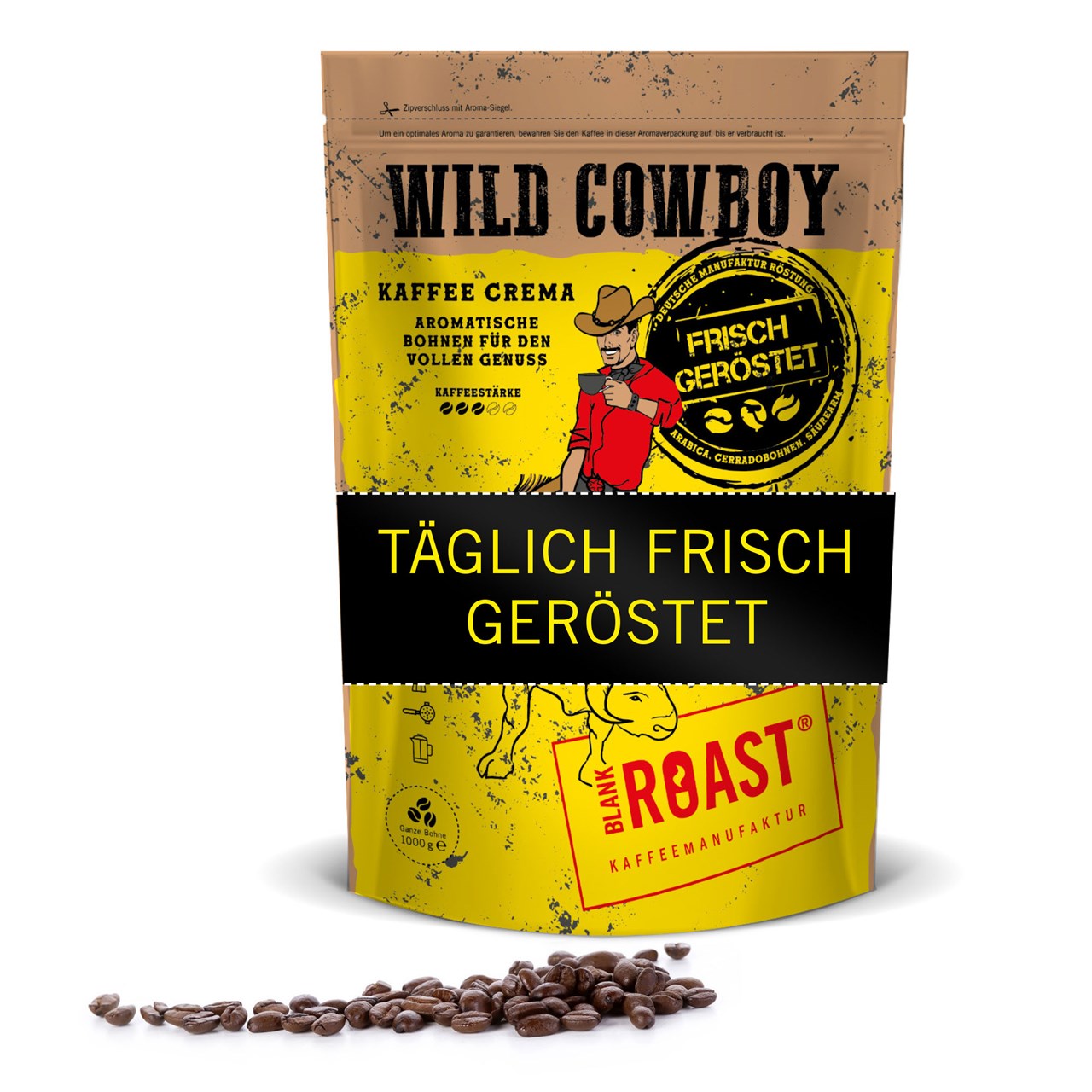 Blankroast - Kaffeemanufaktur Kleine Auswahl unserer Produkte Wild Cowboy Kaffee für den wilden Genuss